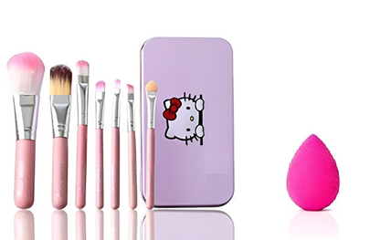 07 Pcs Kitty Style Brushes Makeup Brush Set | Complete Brush Kit For Professional And Beginner (pink Color)