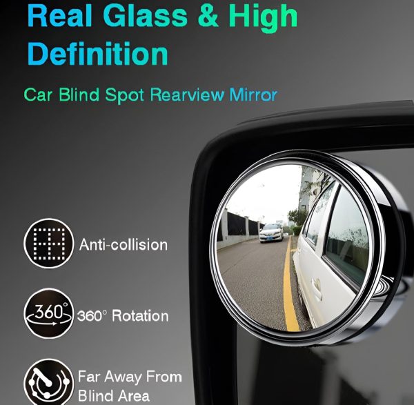 2 Pcs Rotatable Car Round Mirror Original Glass Rear View Blind Spot Side Mirror Rotatable Lens
