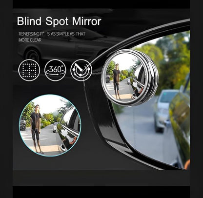 2 Pcs Rotatable Car Round Mirror Original Glass Rear View Blind Spot Side Mirror Rotatable Lens