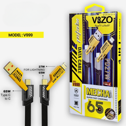 V999 5-in-1 Ultra Fast Multi-mode Cable | Best Quality Cable For Multiple Devices | Charging Cable | Data Cable | Mobile Phone Cable | 5 In 1 Cable